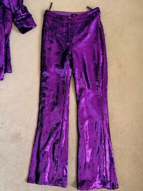 River Island Purple Sequin Wide-Leg Pants